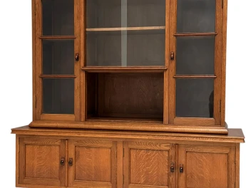 Art Deco Bookcase or Display Cabinet with Glass Sliding Doors, 1930s